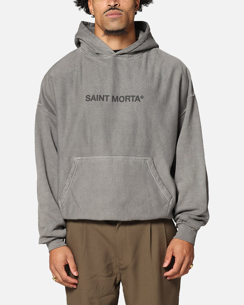 Saint Morta Memoriam Boxy Hoodie Washed Charcoal