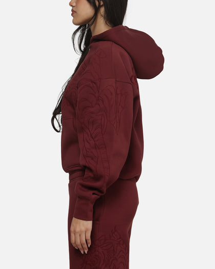 Ed Hardy Women's Tattoo Zip Hoodie Burgundy