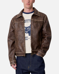 MNML Washed Leather Jacket Brown