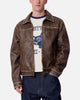 MNML Washed Leather Jacket Brown