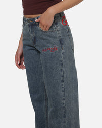 Ed Hardy Women's Death Before Dishonour Jeans Blue Mid Wash