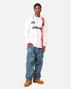 Stüssy Football Polo Long Sleeve T-Shirt White/Red Stripe