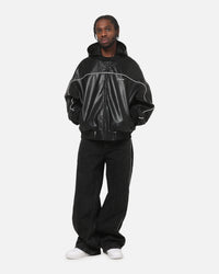 Carre Velocity Vegan Leather Bomber Jacket Black