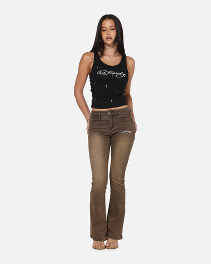 Ed Hardy Women's Tiger Bootcut Jeans Brown