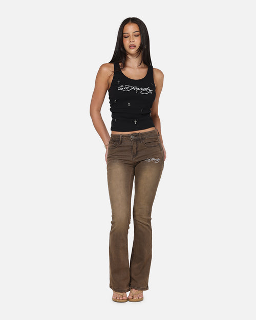 Ed Hardy Women's Tiger Bootcut Jeans Brown