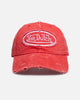 Von Dutch Distressed Dad Strapback Cap Washed Red