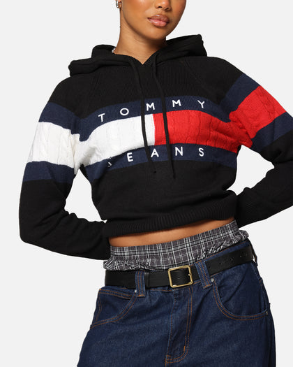 Tommy Jeans Women's TJW Center Flag Hoodie Sweater Black