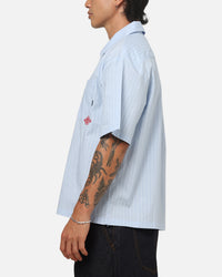 Carre Signature Rose Button Up Shirt Blue Pinstripe