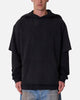MNML Over Tee Layered Hoodie Washed Black