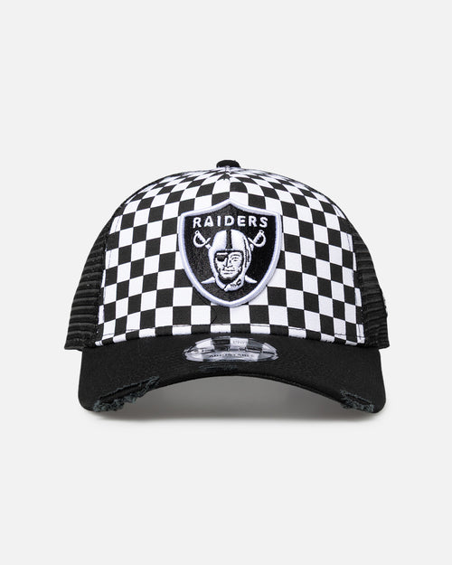 New Era Las Vegas Raiders 'Checker Trucker' 9FORTY A-Frame Trucker Snapback White