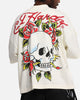 Ed Hardy Rose Skull Oversized Print T-Shirt Off White