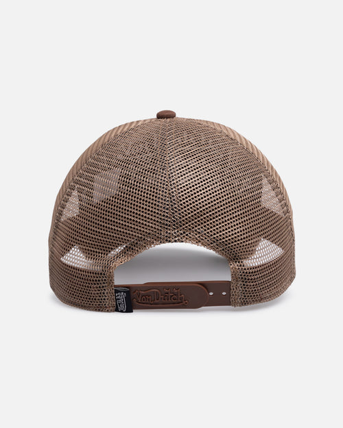 Von Dutch Worn Out Trucker Snapback Hat Washed Brown