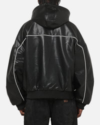Carre Velocity Vegan Leather Bomber Jacket Black