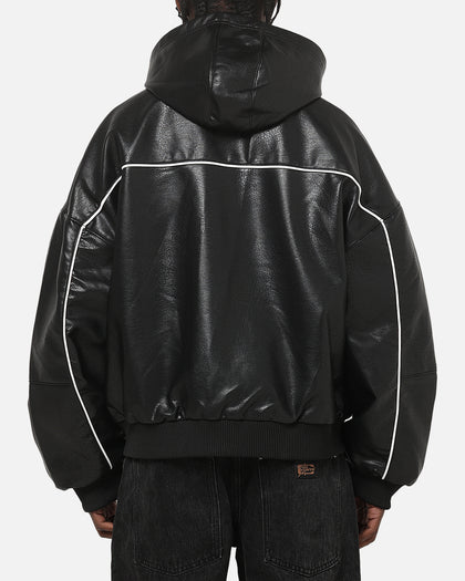 Carre Velocity Vegan Leather Bomber Jacket Black