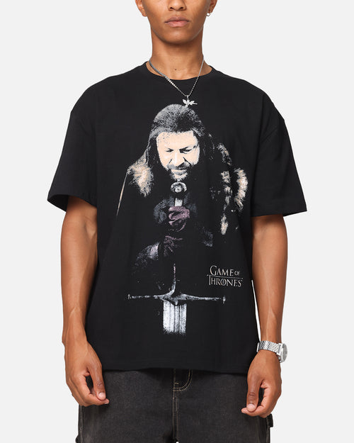 73Studio X Game Of Thrones Ned Stark Vintage T-Shirt Black Acidwash
