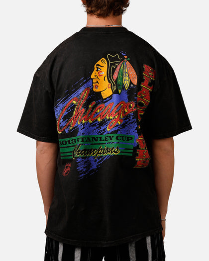 Culture Kings Chicago Blackhawks Vintage T-Shirt Black Acidwash