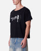 MNML Distressed Wide Neck T-Shirt Washed Black