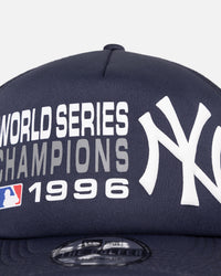 New Era New York Yankees 'Puff Print' Pre-Curved Golfer Trucker Snapback Navy