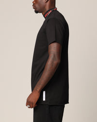 Saint Morta Old English Mock Neck T-Shirt Black/Red