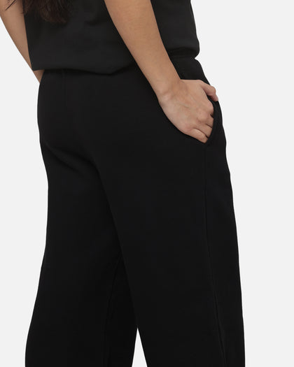 Nike Women's Studio Fleece Medium Weight Mid-Rise Wide-Leg Pants Black