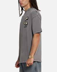 Carre Sacred Letter Mock Neck T-Shirt Washed Charcoal