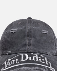 Von Dutch Big Distressed Dad Strapback Washed Black