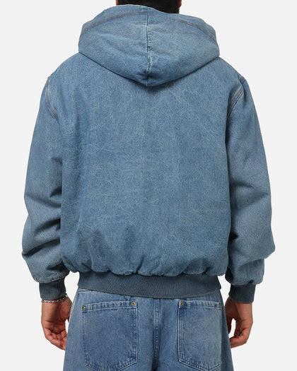 Carre Sherpa Lined Zip Hoodie Mid Blue Denim