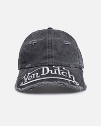 Von Dutch Big Distressed Dad Strapback Washed Black
