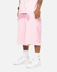 Ed Hardy Double Dragon Applique Shorts Pink
