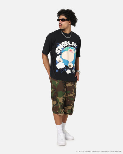 The Pokémon Collection By 73Studio Snorlax T-Shirt Black Acidwash