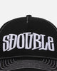 S Double Mid-Block Curved Peak Trucker Strapback Black