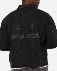 Saint Morta Daggers Cutoff Denim Jacket Vintage Black
