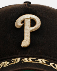 New Era Philadelphia Phillies 'Washed Black Gothic Script' 9FORTY A-Frame Snapback Black