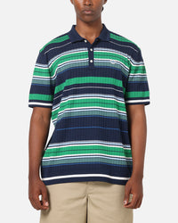Adidas Originals Knit Stripe Polo T-Shirt Night Indigo/Green