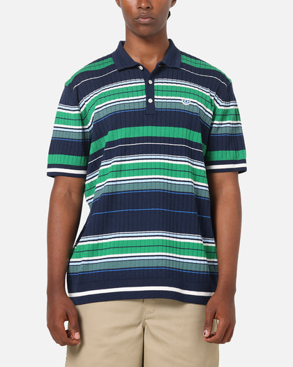 Adidas Originals Knit Stripe Polo T-Shirt Night Indigo/Green