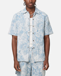 XXIII Denim Jacquard Button Up Shirt Pacific Blue