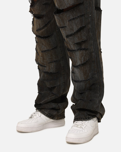 MNML Ultra Baggy Thrashed Denim Jeans Black