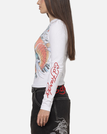Ed Hardy Women's Koi Long Sleeve T-Shirt White