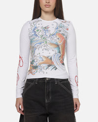 Ed Hardy Women's Koi Long Sleeve T-Shirt White