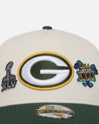 New Era Green Bay Packers 'Super Bowl Logos' 9FORTY A-Frame Snapback Chrome