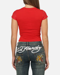 Ed Hardy Women's Veil Baby T-Shirt Red