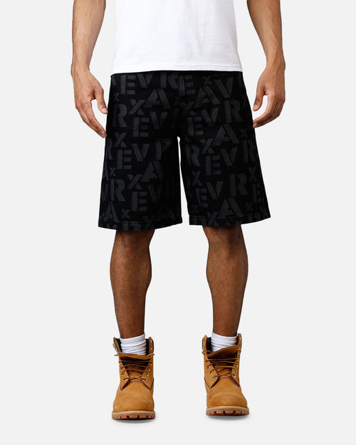 Avirex Monogram Denim Shorts Black