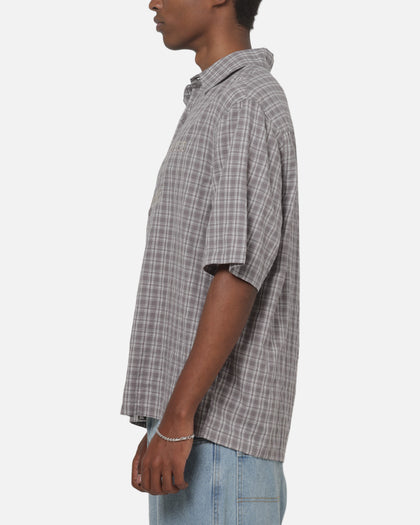 Vouseti Full Court Button Up Shirt Grey Plaid