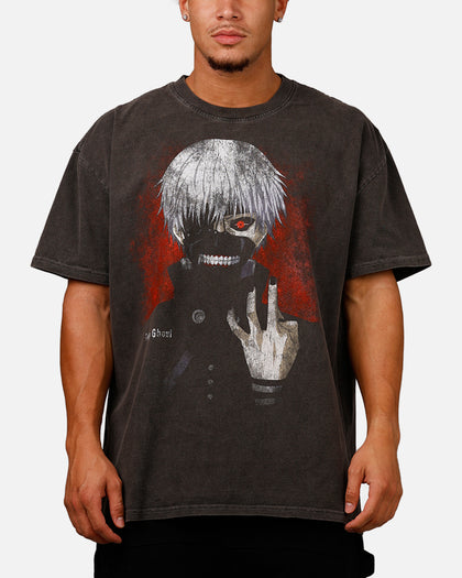73Studio X Tokyo Ghoul Kaneki Vintage T-Shirt Black Acidwash