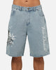 Von Dutch Skull Jean Shorts Mid Blue Denim