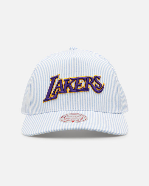 Mitchell & Ness Los Angeles Lakers 'Seersucker' Pro Pinch Snapback Blue/White