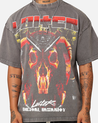 Loiter Digital Insanity Vintage T-Shirt Charcoal
