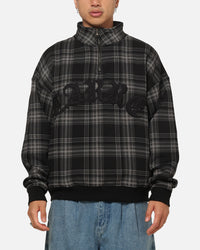 Carre Gridlock 1/4 Zip Crewneck Black Plaid