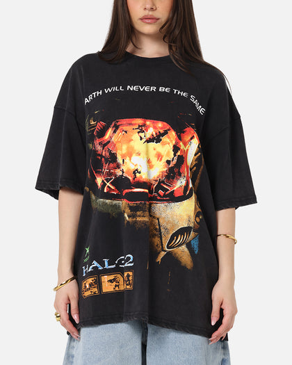 73Studio X Halo Halo 2 Masterchief Vintage T-Shirt Black Acidwash