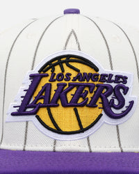 Pro Standard Los Angeles Lakers Pinstripe Wool Snapback Eggshell/Yellow